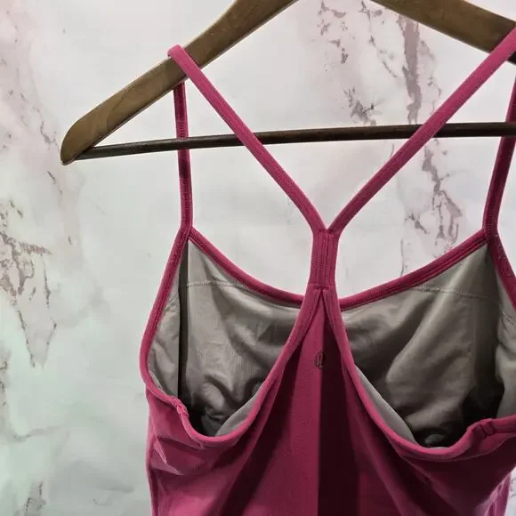 Lululemon Tank Top Womens 10 Pink Built In Shelf Bra Y T Racerback Magenta Hot - Picture 6 of 10